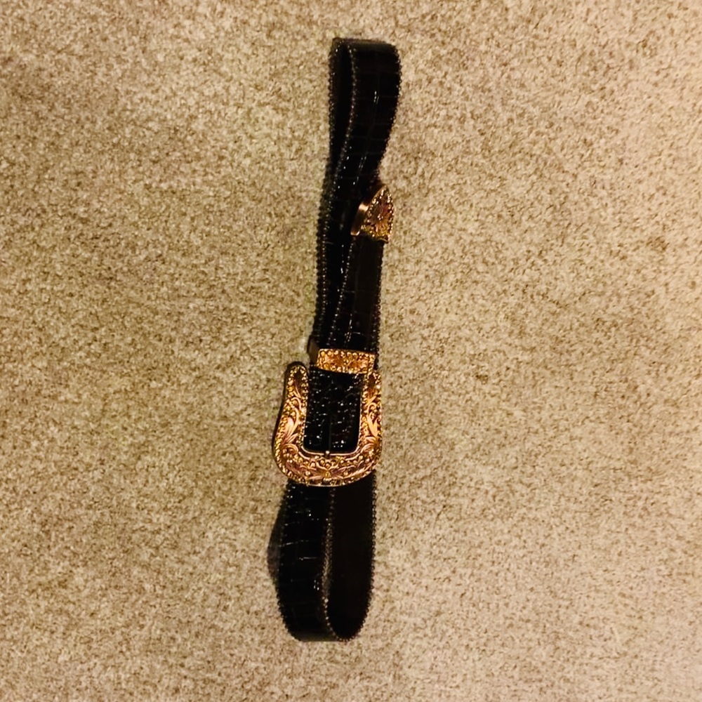 GENUINE LEATHER chocolate BROWN / ROSE GOLD belt